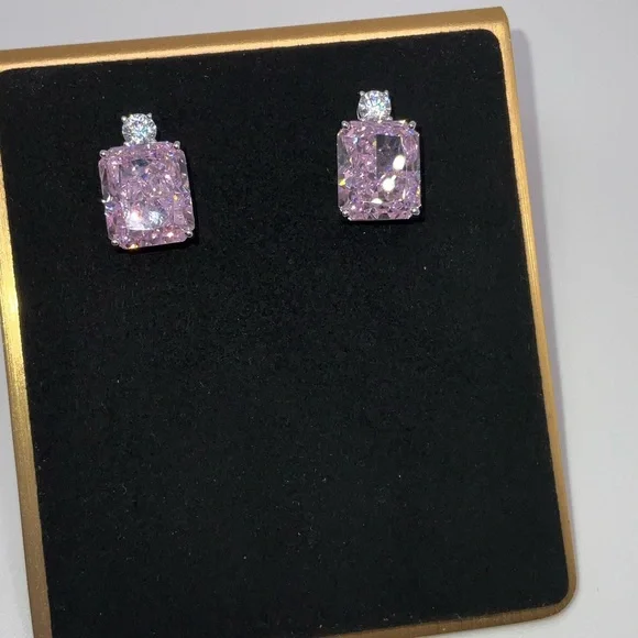 3.5ct Pink Sapphire Radiant Cut Earrings - Picture 11 of 14